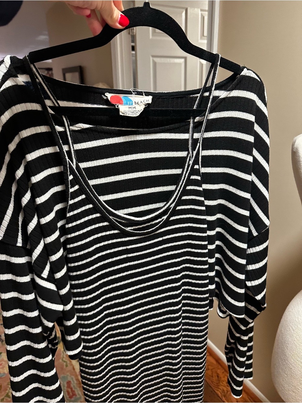 Free People Beach Two Piece Striped Black & White Dress